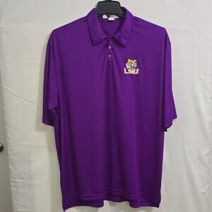 Bayou Apparel LSU Tiger Mens 2XL Purple Polo Short Sleeve Lightweight Zapps